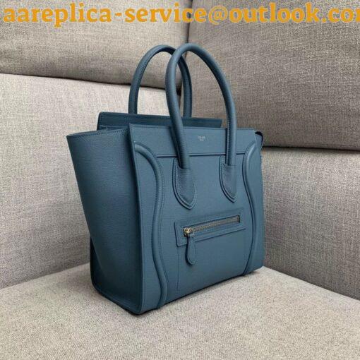 Replica Celine Micro Luggage Tote Bag In Slate Blue Drummed Calfskin 9