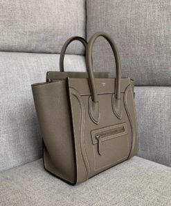 Replica Celine Micro Luggage Tote Bag In Souris Drummed Calfskin 2