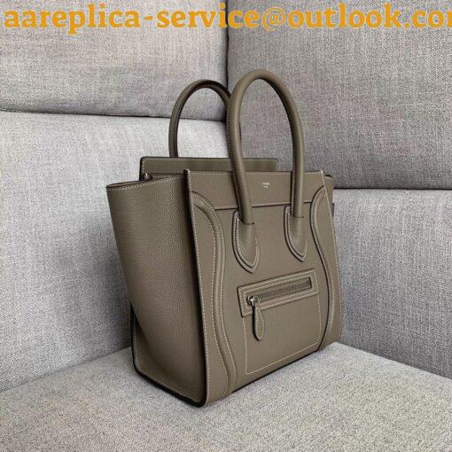 Replica Celine Micro Luggage Tote Bag In Souris Drummed Calfskin 2