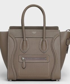 Replica Celine Micro Luggage Tote Bag In Souris Drummed Calfskin