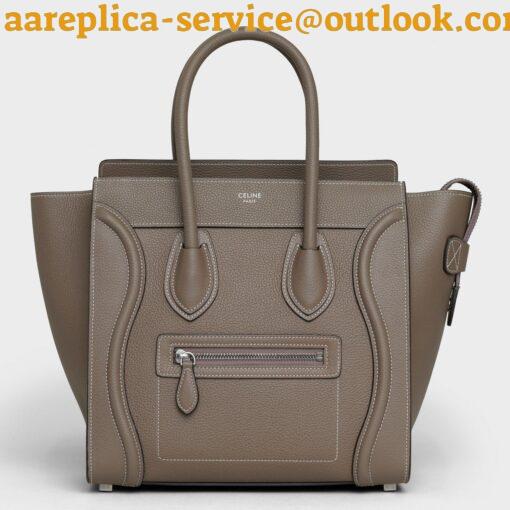 Replica Celine Micro Luggage Tote Bag In Souris Drummed Calfskin