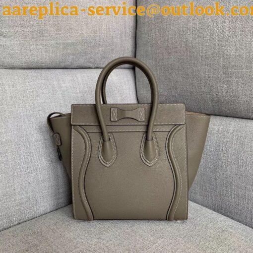 Replica Celine Micro Luggage Tote Bag In Souris Drummed Calfskin 6