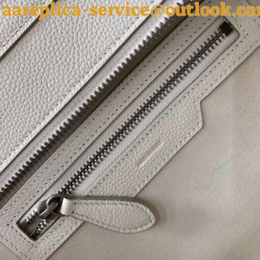 Replica Celine Micro Luggage Tote Bag In White Drummed Calfskin 6