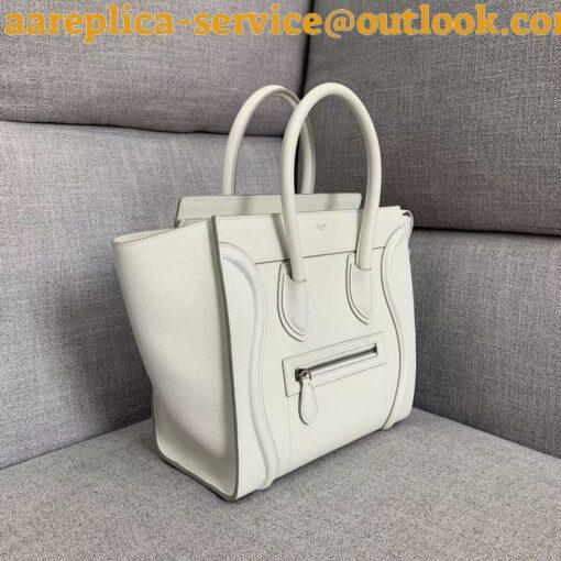 Replica Celine Micro Luggage Tote Bag In White Drummed Calfskin 7