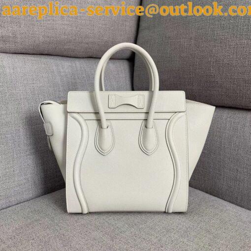 Replica Celine Micro Luggage Tote Bag In White Drummed Calfskin 9