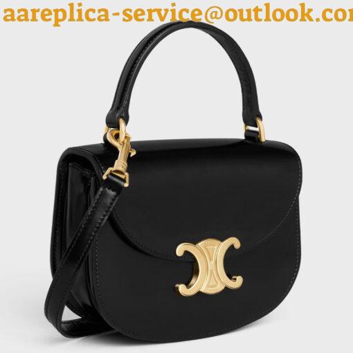 Replica Celine Mini Besace Clea Bag in Black Calfskin