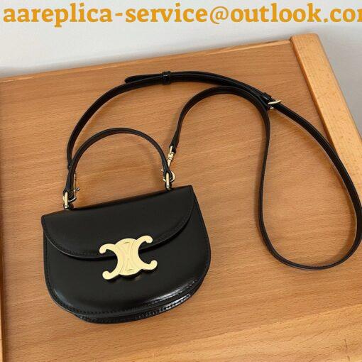 Replica Celine Mini Besace Clea Bag in Black Calfskin 4