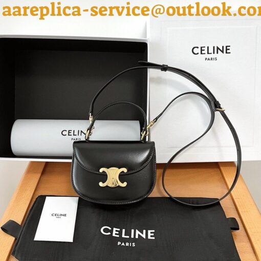 Replica Celine Mini Besace Clea Bag in Black Calfskin 9