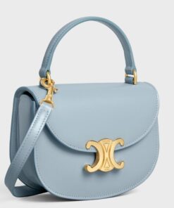 Replica Celine Mini Besace Clea Bag in Pale Blue Calfskin