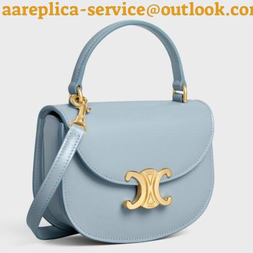 Replica Celine Mini Besace Clea Bag in Pale Blue Calfskin