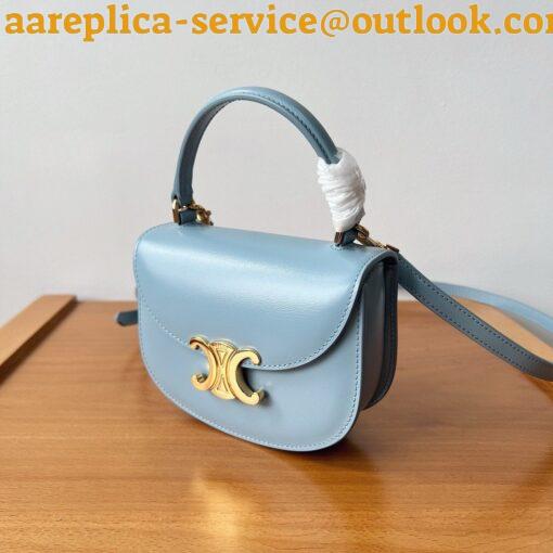 Replica Celine Mini Besace Clea Bag in Pale Blue Calfskin 5