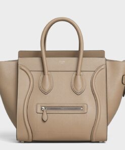 Replica Celine Mini Luggage Tote Bag In Dune Drummed Calfskin