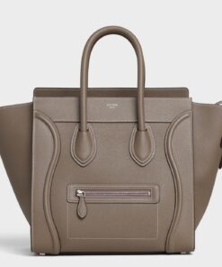 Replica Celine Mini Luggage Tote Bag In Souris Drummed Calfskin