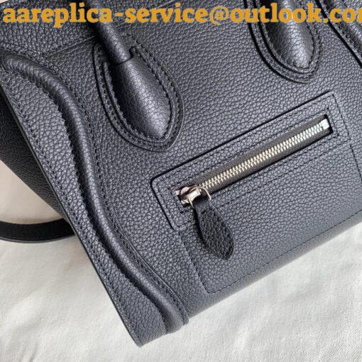 Replica Celine Nano Luggage Tote Bag In Black Drummed Calfskin 3