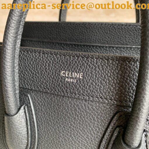 Replica Celine Nano Luggage Tote Bag In Black Drummed Calfskin 4