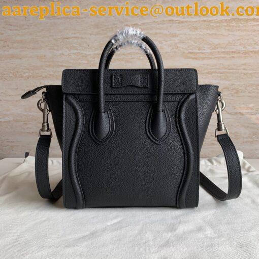 Replica Celine Nano Luggage Tote Bag In Black Drummed Calfskin 6