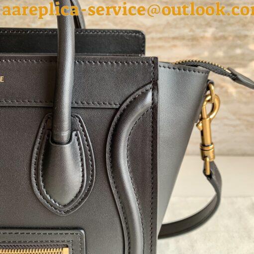 Replica Celine Nano Luggage Tote Bag In Black Smooth Calfskin 2