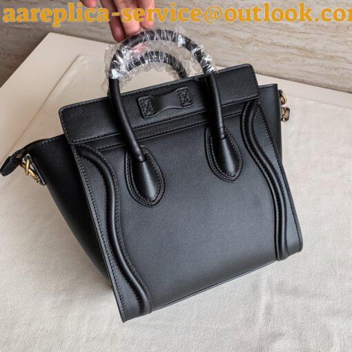 Replica Celine Nano Luggage Tote Bag In Black Smooth Calfskin 7