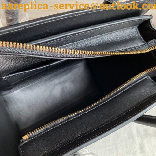 Replica Celine Nano Luggage Tote Bag In Black Smooth Calfskin 9