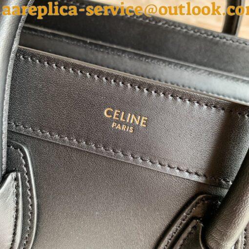 Replica Celine Nano Luggage Tote Bag In Black Smooth Calfskin 11