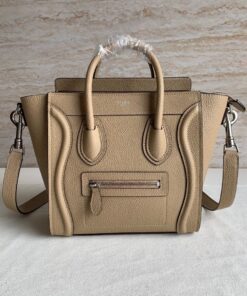 Replica Celine Nano Luggage Tote Bag In Dune Drummed Calfskin