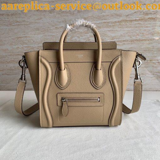 Replica Celine Nano Luggage Tote Bag In Dune Drummed Calfskin