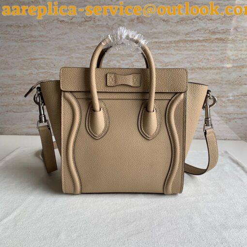 Replica Celine Nano Luggage Tote Bag In Dune Drummed Calfskin 12