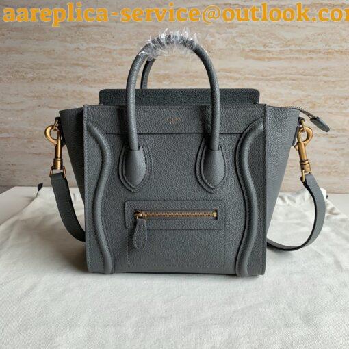 Replica Celine Nano Luggage Tote Bag In Kohl Drummed Calfskin 3