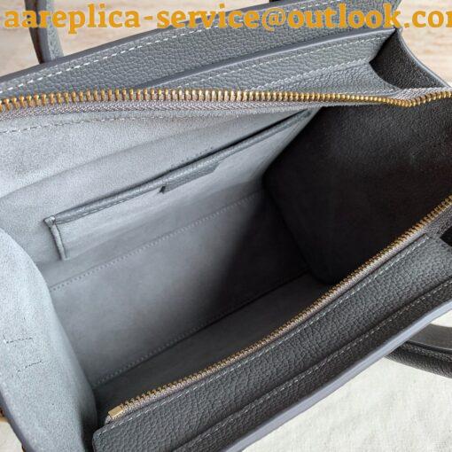 Replica Celine Nano Luggage Tote Bag In Kohl Drummed Calfskin 7