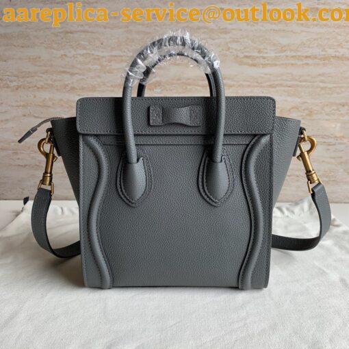 Replica Celine Nano Luggage Tote Bag In Kohl Drummed Calfskin 11