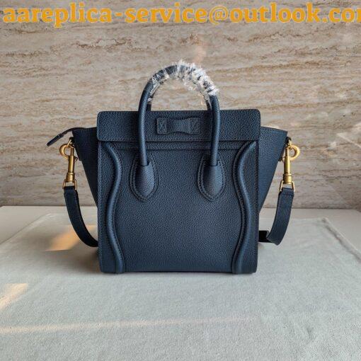 Replica Celine Nano Luggage Tote Bag In Navy Blue Drummed Calfskin 3