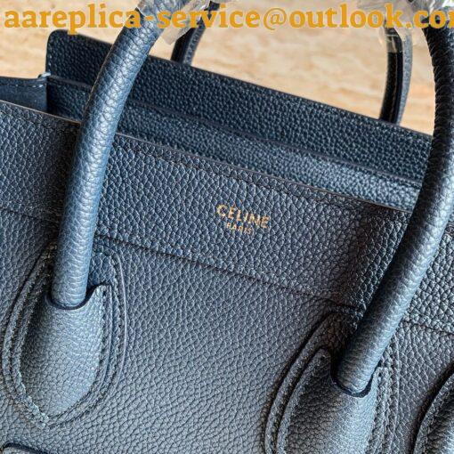 Replica Celine Nano Luggage Tote Bag In Navy Blue Drummed Calfskin 4