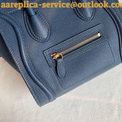 Replica Celine Nano Luggage Tote Bag In Navy Blue Drummed Calfskin 5