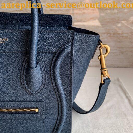 Replica Celine Nano Luggage Tote Bag In Navy Blue Drummed Calfskin 7