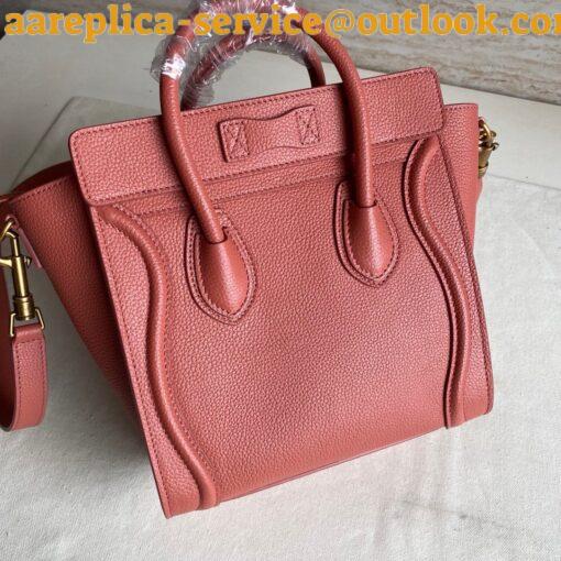 Replica Celine Nano Luggage Tote Bag In Orange Drummed Calfskin 11