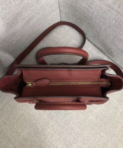 Replica Celine Nano Luggage Tote Bag In Ruby Drummed Calfskin 2