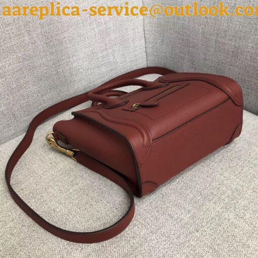 Replica Celine Nano Luggage Tote Bag In Ruby Drummed Calfskin 3