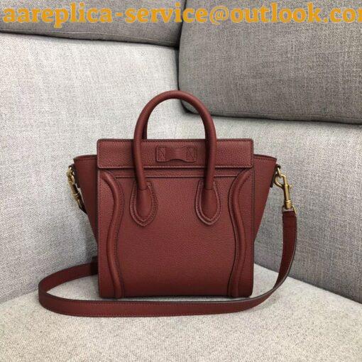 Replica Celine Nano Luggage Tote Bag In Ruby Drummed Calfskin 4