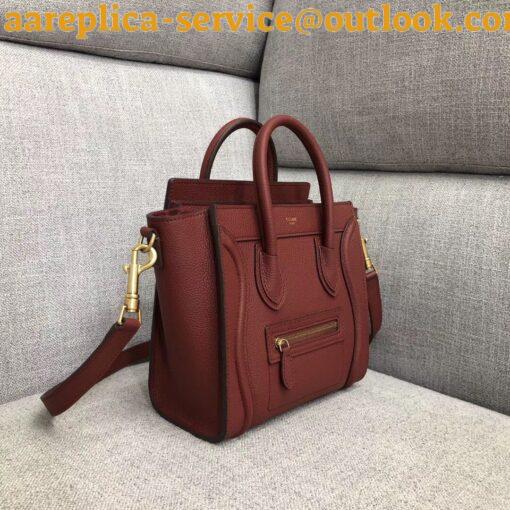 Replica Celine Nano Luggage Tote Bag In Ruby Drummed Calfskin 5