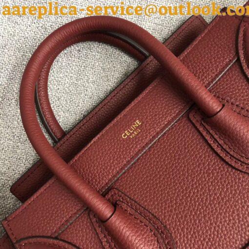 Replica Celine Nano Luggage Tote Bag In Ruby Drummed Calfskin 6