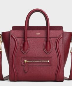 Replica Celine Nano Luggage Tote Bag In Ruby Drummed Calfskin