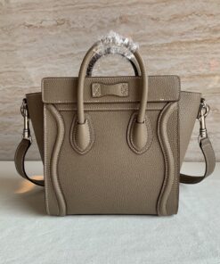 Replica Celine Nano Luggage Tote Bag In Souris Drummed Calfskin