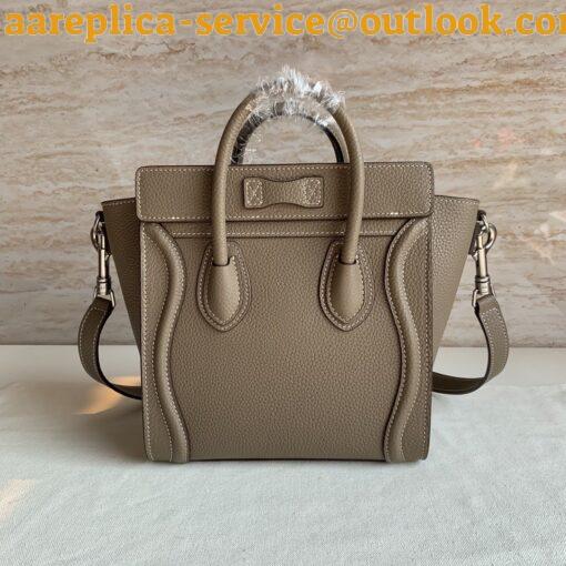 Replica Celine Nano Luggage Tote Bag In Souris Drummed Calfskin