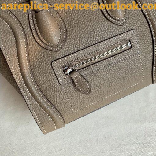 Replica Celine Nano Luggage Tote Bag In Souris Drummed Calfskin 3