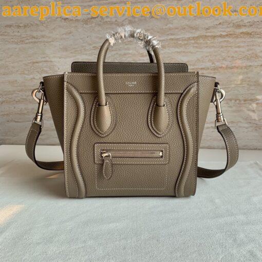 Replica Celine Nano Luggage Tote Bag In Souris Drummed Calfskin 5