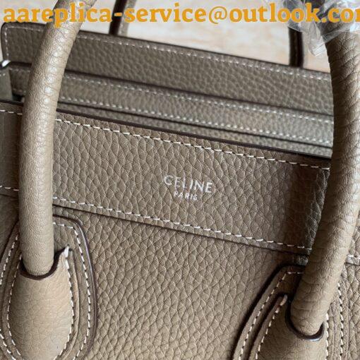 Replica Celine Nano Luggage Tote Bag In Souris Drummed Calfskin 12