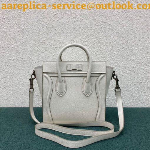 Replica Celine Nano Luggage Tote Bag In White Drummed Calfskin 3