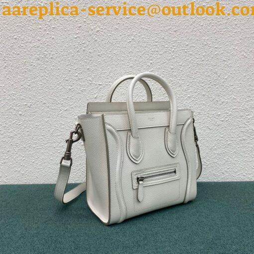 Replica Celine Nano Luggage Tote Bag In White Drummed Calfskin 10