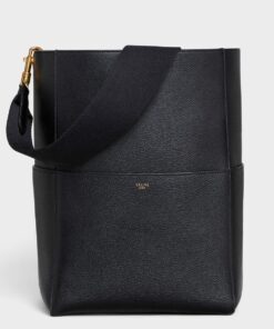 Replica Celine Sangle Bucket Bag In Black Grained Calfskin