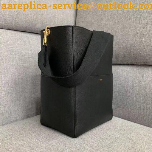 Replica Celine Sangle Bucket Bag In Black Grained Calfskin 3